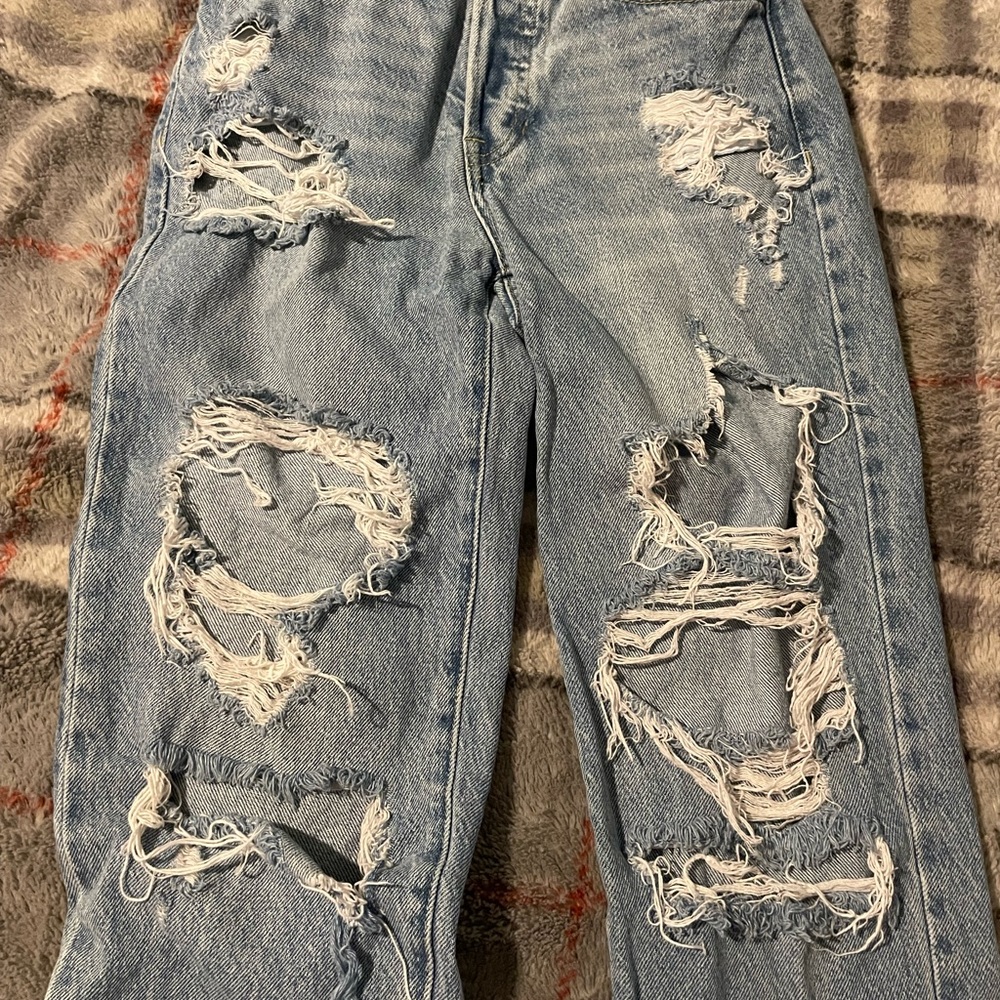PACSUN ripped high rise straight jeans